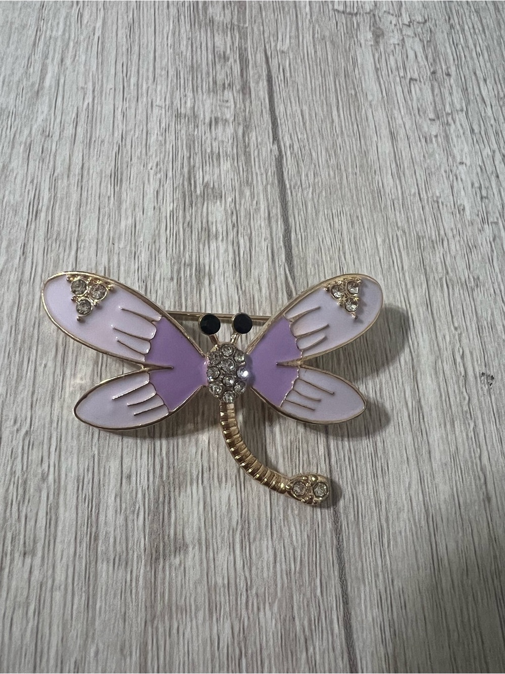 5/$25 Lavender Dragonfly Brooch Pin with Gold-Tone Accents